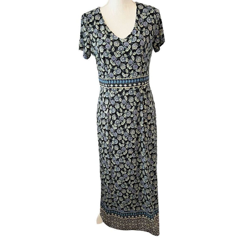 J. Jill Short Sleeve Floral Maxi Dress Size Small